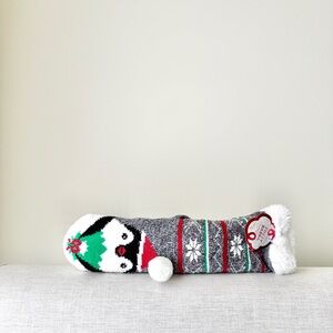 Festive Penguin Christmas Stocking, Fuzzy Babba Cozy Warmers, slipper socks